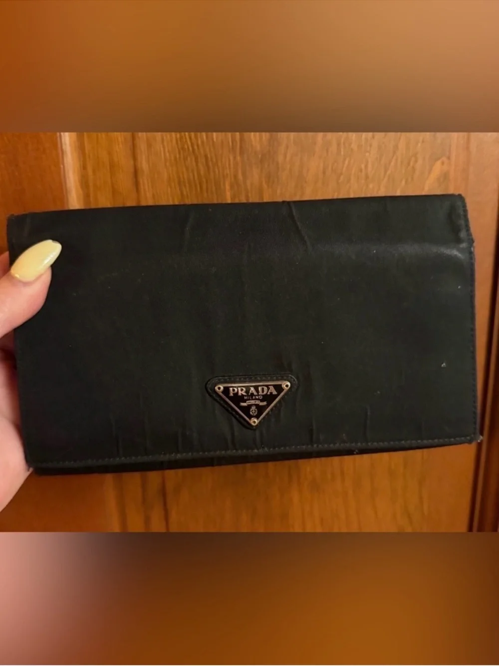 PRADA Black Nylon Trifold Wallet